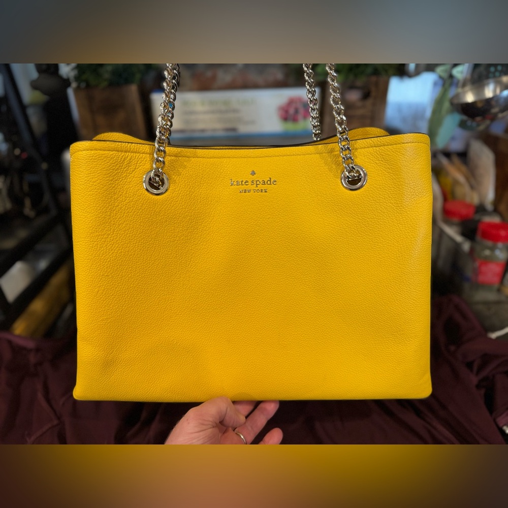 ♠️ KATE SPADE LARGE • 🌻 Sunflower Yellow/Gold • Jordyn Chain Tote